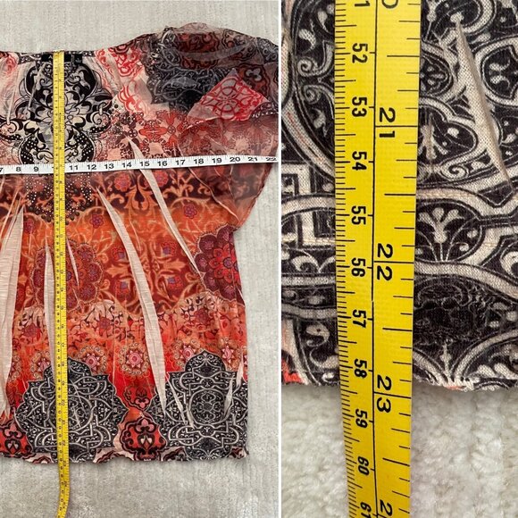 Apt 9 Womens Blouse Top with Flutter Short Sleeves Sz L Paisley Floral Pattern - Picture 11 of 11